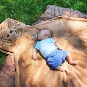 Bundle Blanket Indoor/Outdoor 2-Piece Snuggly Portable Nap and Play Mat Monkey